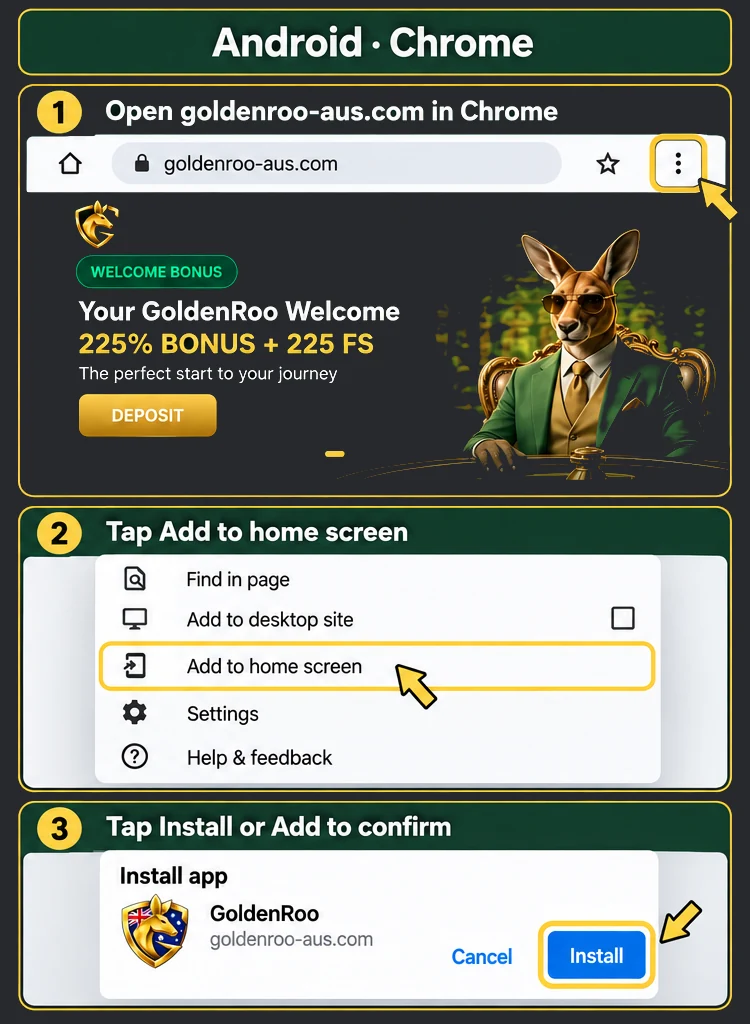 GoldenRoo Android install app